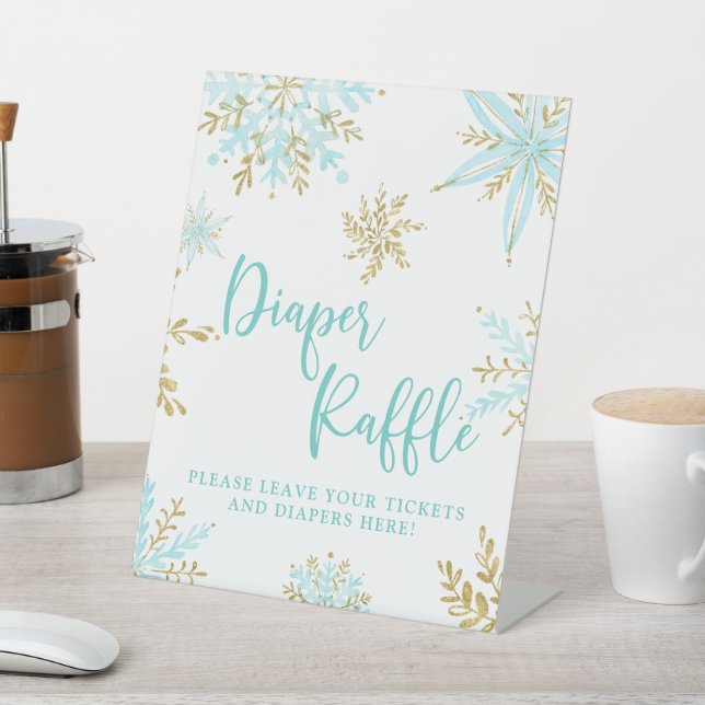 Schneeflocken Winterdusche Windelwuler Raffle Sockelschild (In SItu)