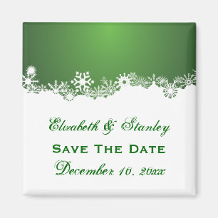 Schneeflocken-Winterhochzeit Save the Date Magnet