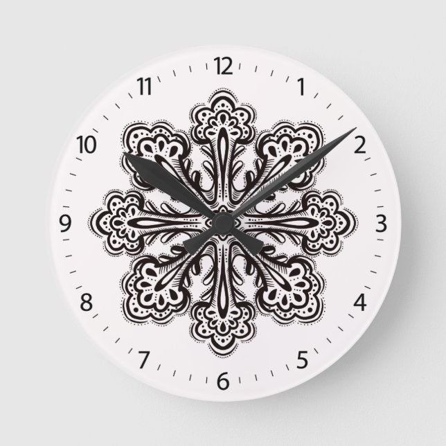 Schneeflocken Wintermärchen Runde Wanduhr (Vorderseite)