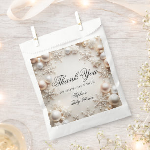 Schneeflocken Winterneutrale Babydusche Danke Geschenktütchen