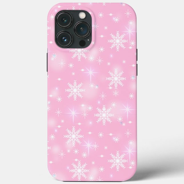 Schneeflocken Winterpink Case-Mate iPhone Hülle (Rückseite)