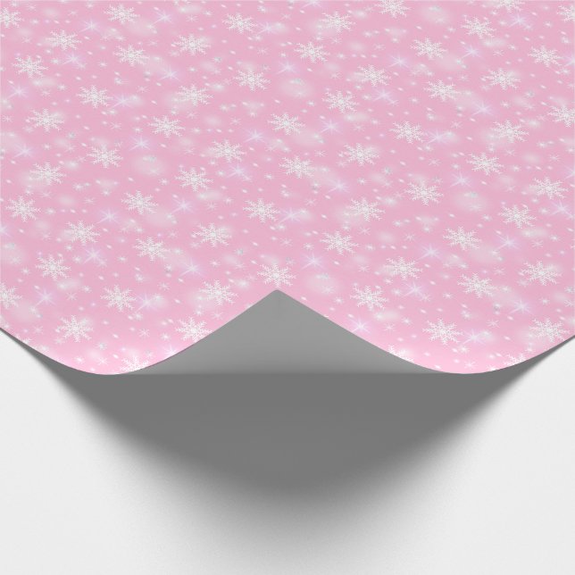Schneeflocken Winterpink Geschenkpapier (Ecke)