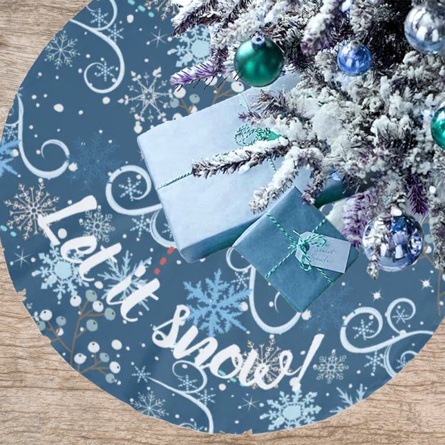 Schneeflocken Wirbel und Glitzern Polyester Weihnachtsbaumdecke (Von Creator hochgeladen)