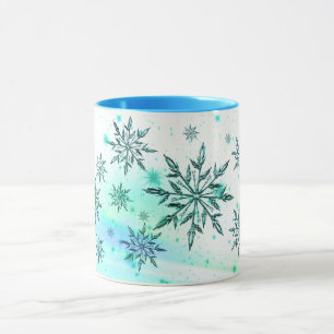 Schneeflocken wirbeln aquamariner blauer Winter Tasse