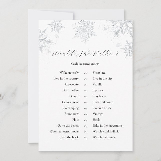 Schneeflocken würden eher eine Spielkarte sein Einladung (Vorderseite)