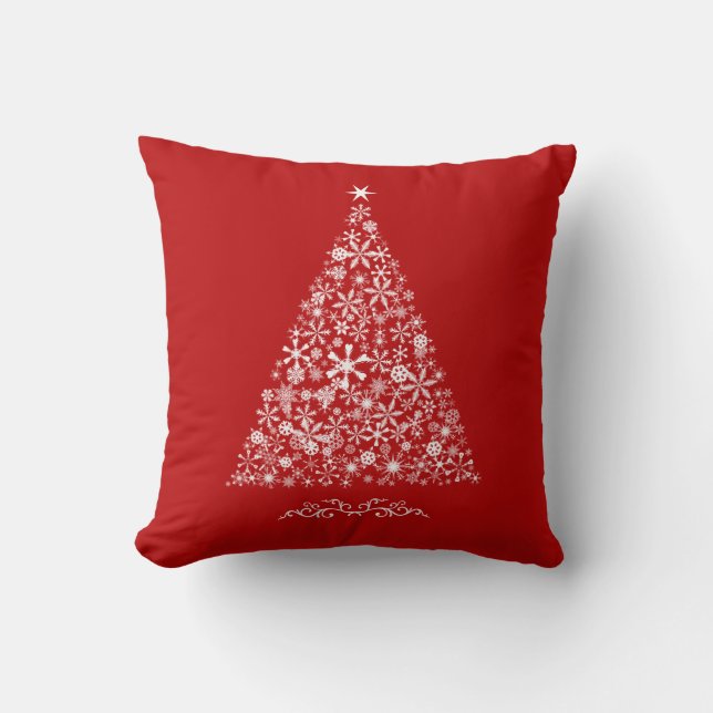 Schneeflockenbaum auf Rot Kissen (Vorderseite)