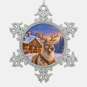 Schneeflockendekoration Flink das Rentier Schneeflocken Zinn-Ornament