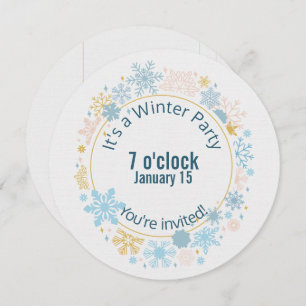 Schneeflockendesign im Winter Party Einladung