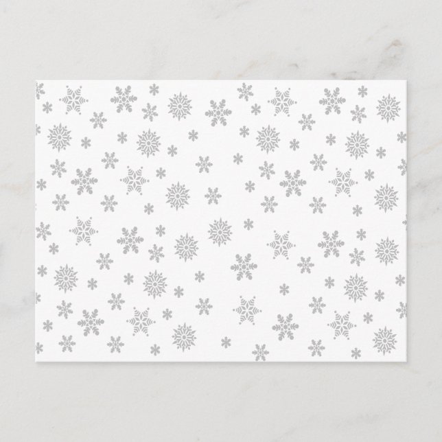 Schneeflockenmuster auf Weiß Postkarte (Vorderseite)