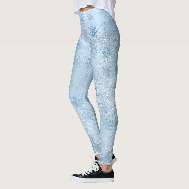 Schneeflockenmuster aus Edelmarmor-Glitzer Leggings (Links)