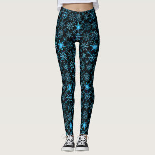 Schneeflockenmuster Blau Schwarzer BG Leggings