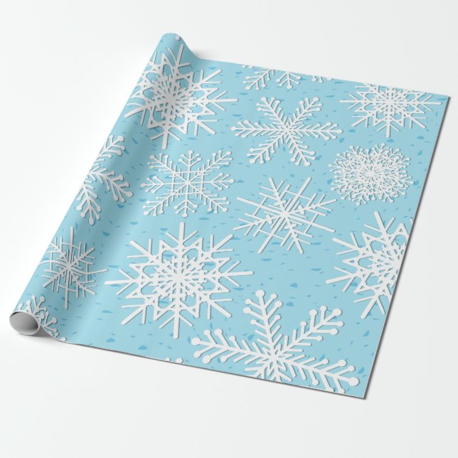 Schneeflockenmuster Geschenkpapier (Ungerollt)
