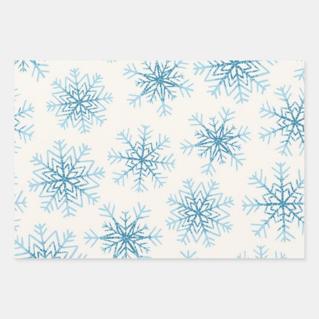 Schneeflockenmuster Geschenkpapier Set (Vorderseite)