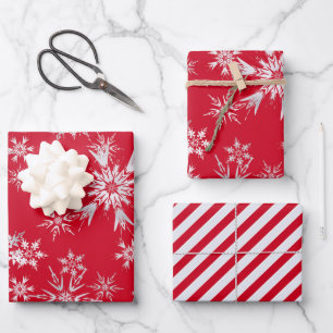 Schneeflockenmuster Geschenkpapier Set