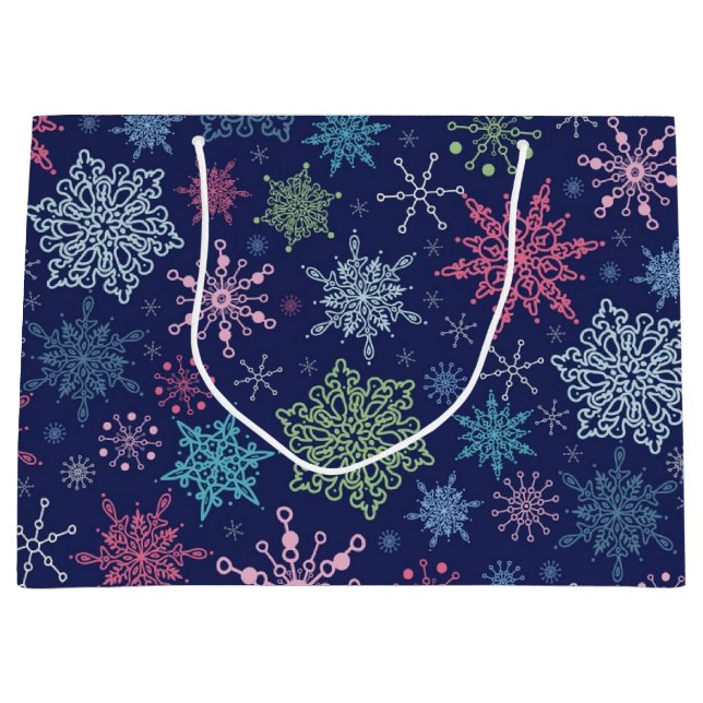 Schneeflockenmuster Große Geschenktüte (Vorderseite)
