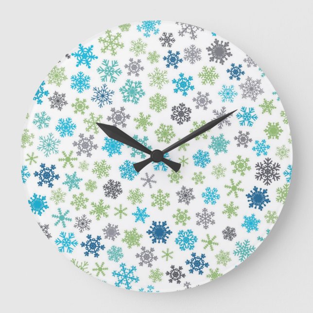 Schneeflockenmuster Große Wanduhr (Vorderseite)
