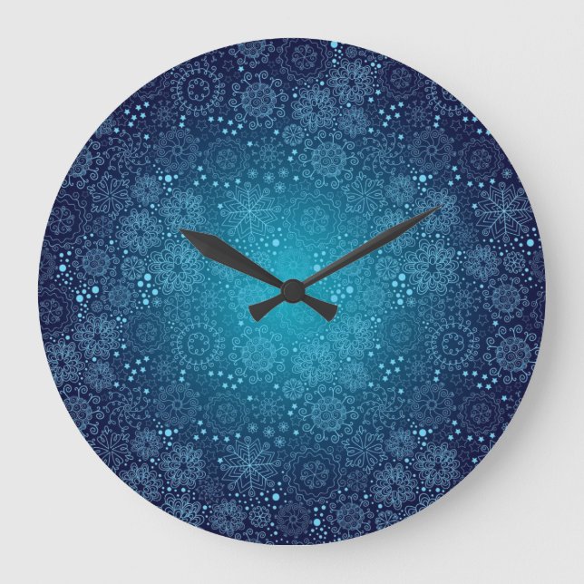 Schneeflockenmuster Große Wanduhr (Vorderseite)