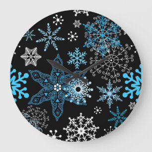 Schneeflockenmuster Große Wanduhr