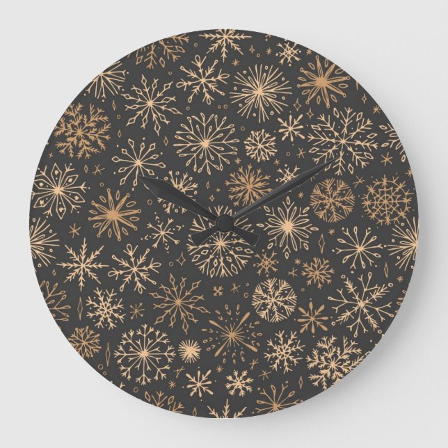 Schneeflockenmuster Große Wanduhr (Vorderseite)
