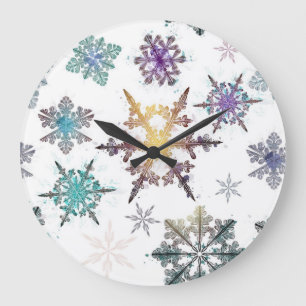 Schneeflockenmuster Große Wanduhr