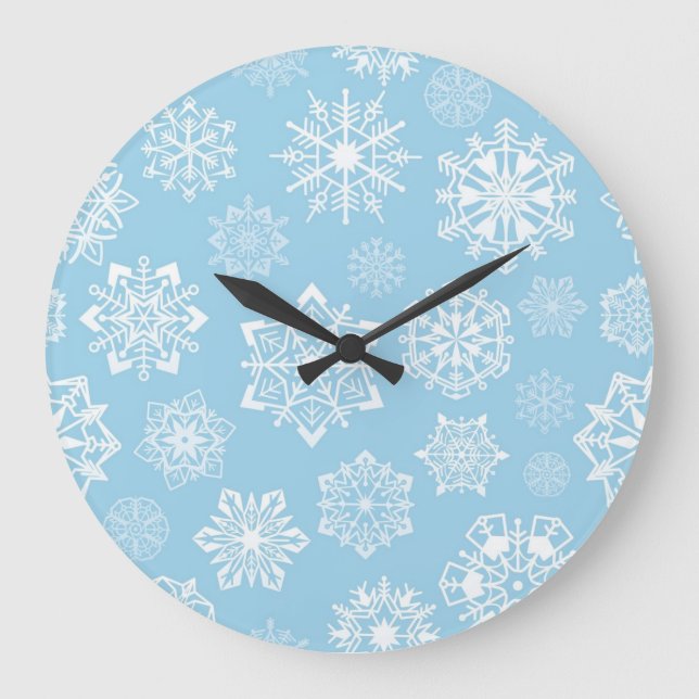 Schneeflockenmuster Große Wanduhr (Vorderseite)