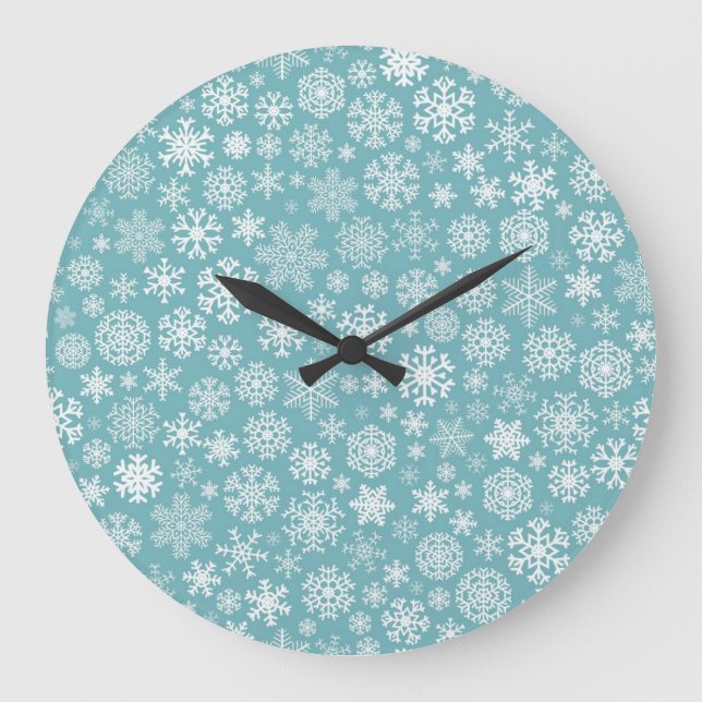 Schneeflockenmuster Große Wanduhr (Vorderseite)