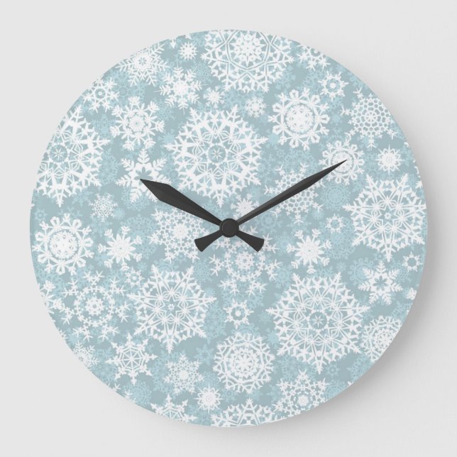 Schneeflockenmuster Große Wanduhr (Vorderseite)