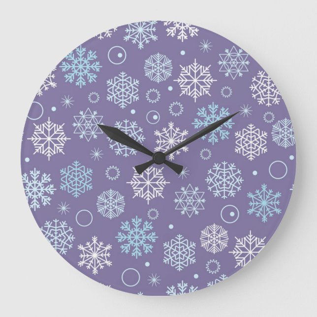 Schneeflockenmuster Große Wanduhr (Vorderseite)