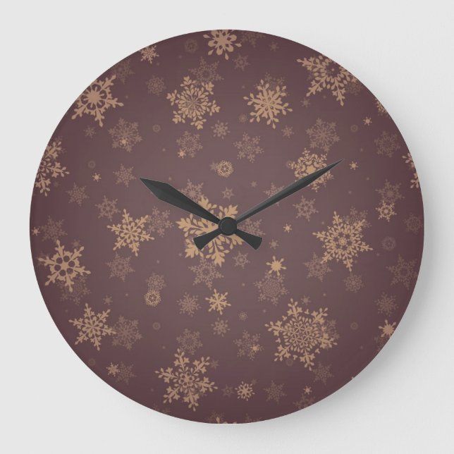 Schneeflockenmuster Große Wanduhr (Vorderseite)