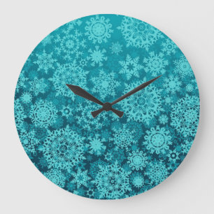 Schneeflockenmuster Große Wanduhr
