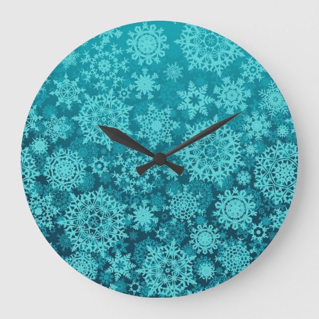 Schneeflockenmuster Große Wanduhr (Vorderseite)