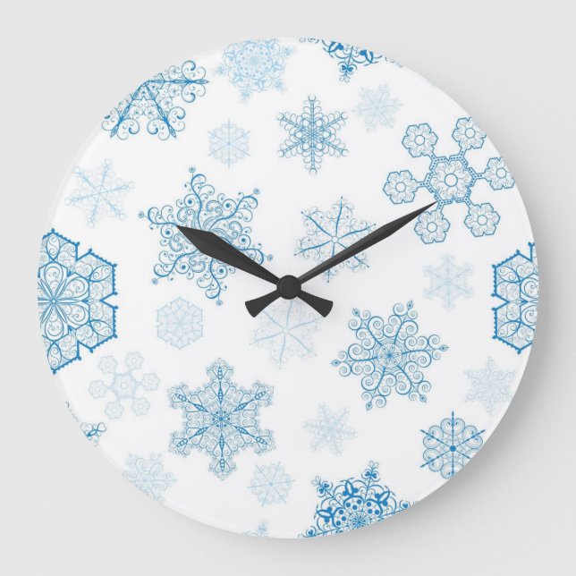 Schneeflockenmuster Große Wanduhr (Vorderseite)