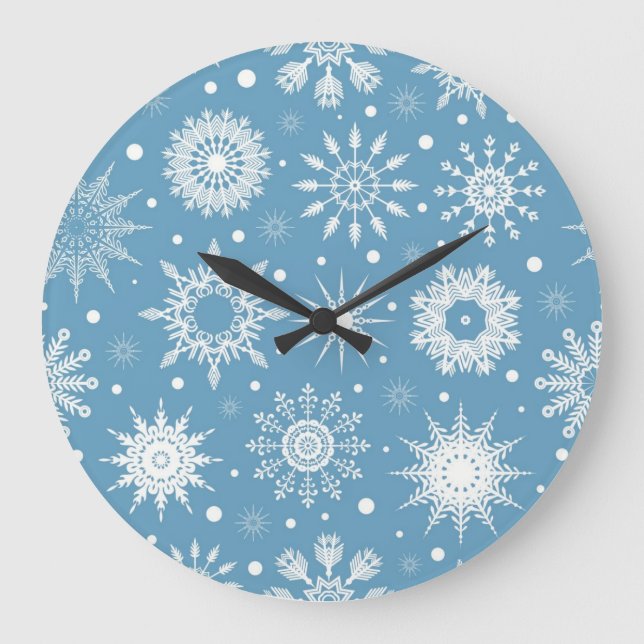 Schneeflockenmuster Große Wanduhr (Vorderseite)