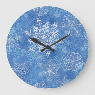 Schneeflockenmuster Große Wanduhr