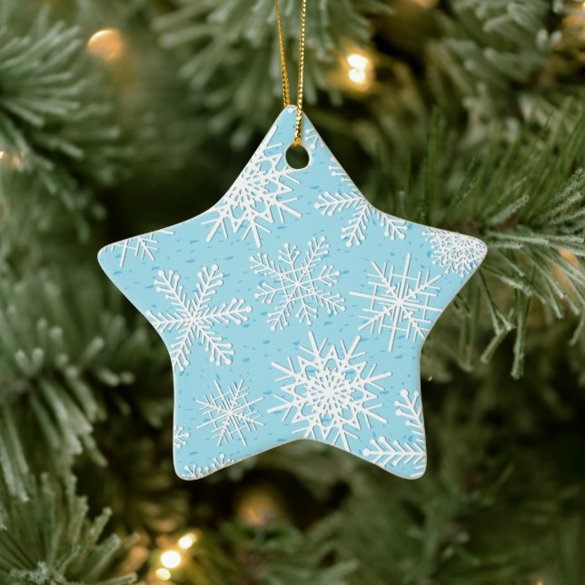 Schneeflockenmuster Keramik Ornament (Baum)