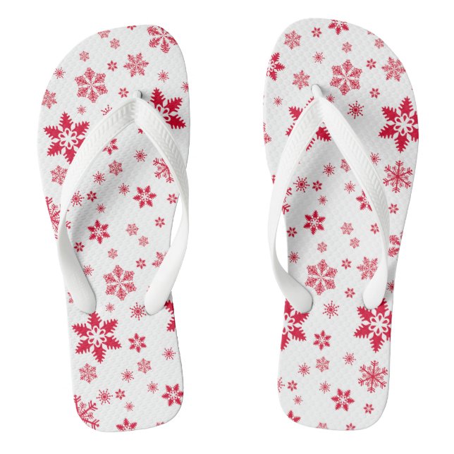 Schneeflockenmuster, Rote Schneeflocken, Schnee, W Flip Flops (Fußbett)