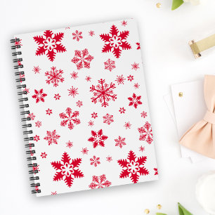 Schneeflockenmuster, Rote Schneeflocken, Schnee, W Notizbuch