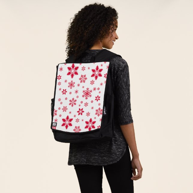 Schneeflockenmuster, Rote Schneeflocken, Schnee, W Rucksack (Ausgewaschen)