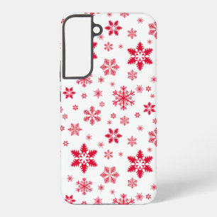 Schneeflockenmuster, Rote Schneeflocken, Schnee, W Samsung Galaxy Hülle