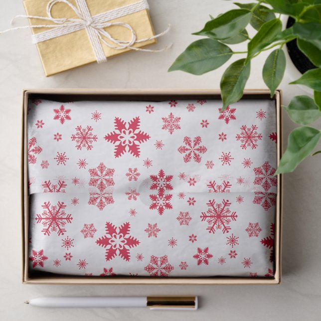 Schneeflockenmuster, Rote Schneeflocken, Schnee, W Seidenpapier (Geschenk)