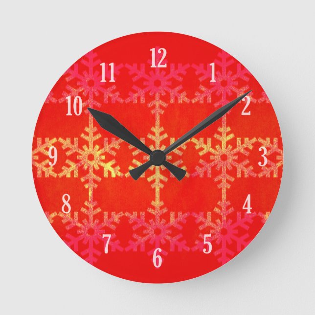 Schneeflockenmuster Runde Wanduhr (Vorderseite)