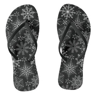 Schneeflockenmuster Weiß. Light Blue BG Flip Flops