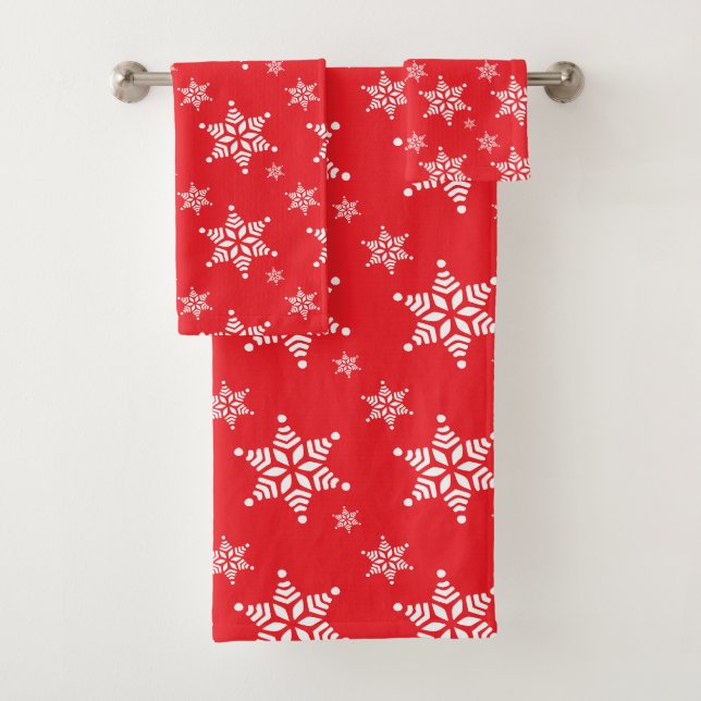 Schneeflockenmuster, weiße Schneeflocken, Schnee,  Badhandtuch Set (Insitu)