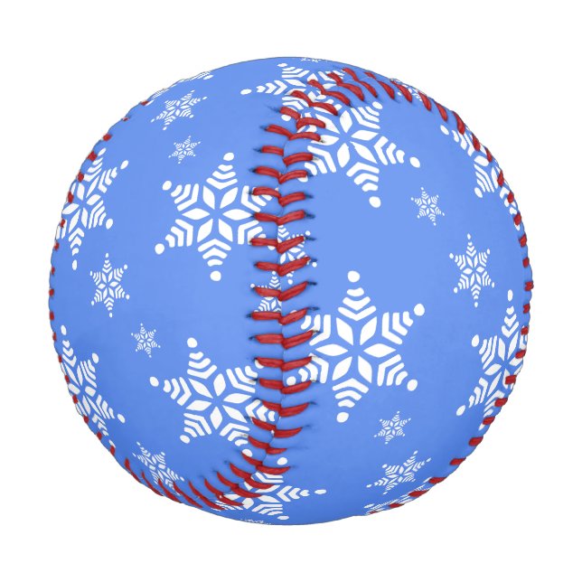 Schneeflockenmuster, weiße Schneeflocken, Schnee,  Baseball (Schrägansicht)