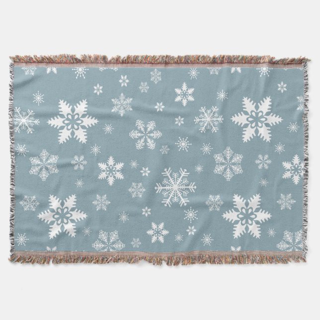 Schneeflockenmuster, weiße Schneeflocken, Schnee,  Decke (Vorderseite)