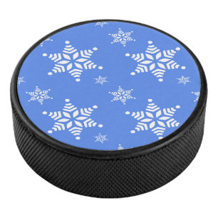 Schneeflockenmuster, weiße Schneeflocken, Schnee, Eishockey Puck