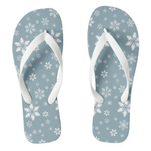 Schneeflockenmuster, weiße Schneeflocken, Schnee,  Flip Flops