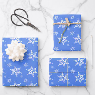 Schneeflockenmuster, weiße Schneeflocken, Schnee,  Geschenkpapier Set