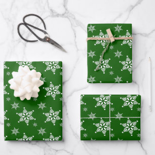 Schneeflockenmuster, weiße Schneeflocken, Schnee, Geschenkpapier Set