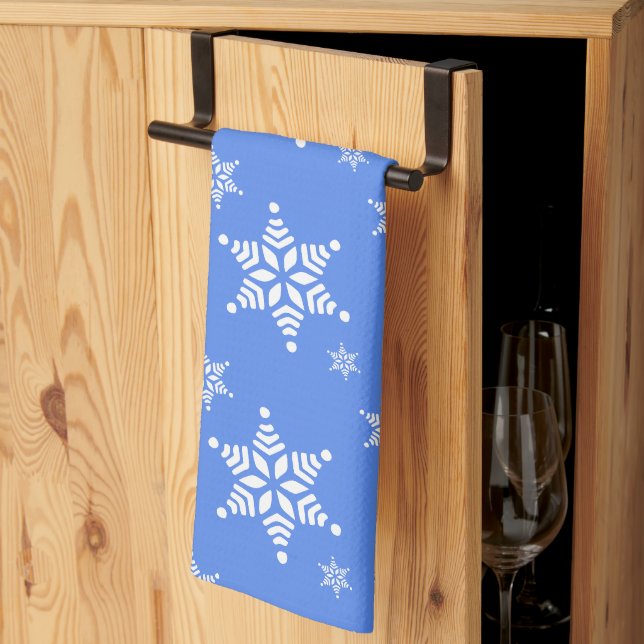 Schneeflockenmuster, weiße Schneeflocken, Schnee,  Geschirrtuch (Drittel gefaltet)